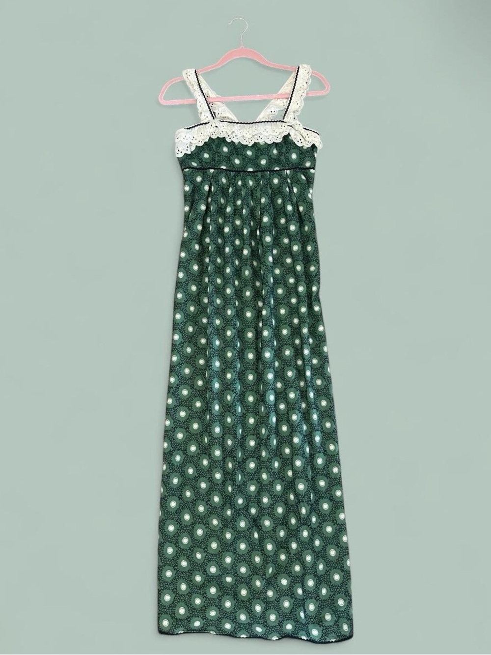 Y2K Juicy Couture Green Eyelet Lace Maxi Dress